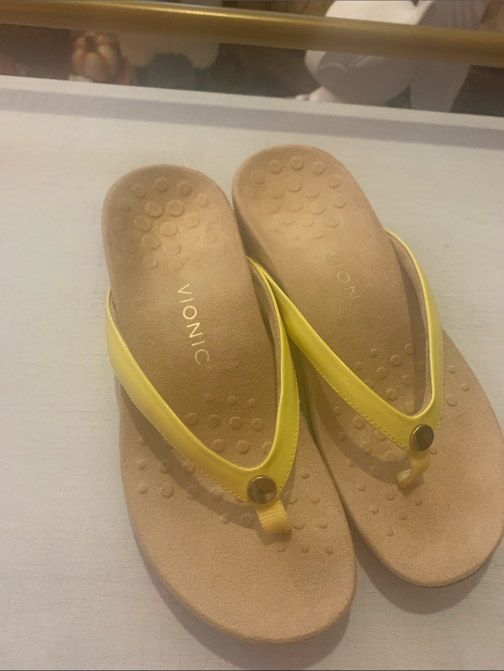 Vionic Women's Yellow Flip Flop Sandals with Cushioned Footbed